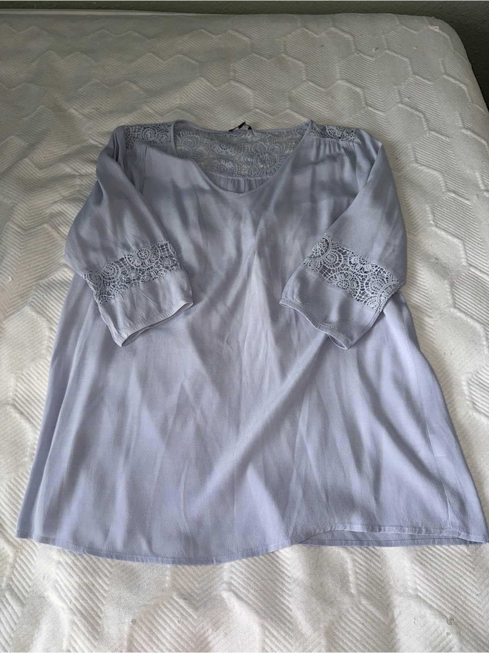 Light Blue Lace-Trim Women’s Blouse